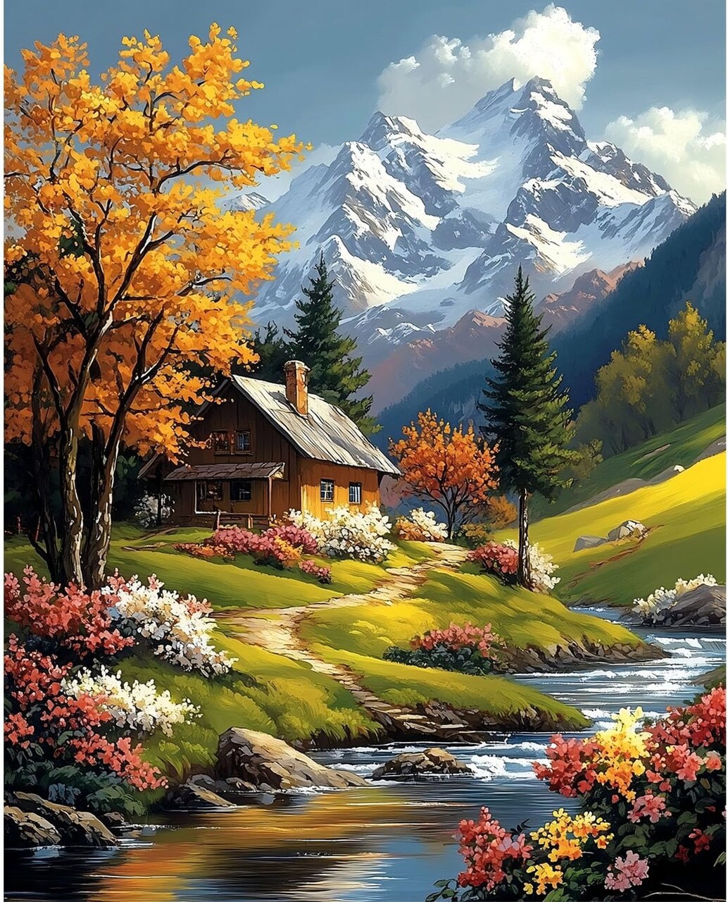 Paint by Numbers Kit for Adults,Adult Paint by Number Kits on Canvas Scenery,Mountain Paint by Number DIY Acrylic Oil Painting Perfect for Gift Home Wall Decor